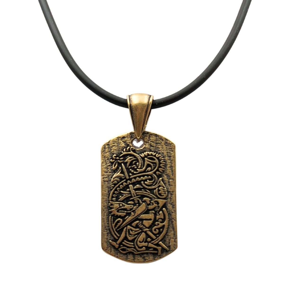 Sigurd and Fafnir Aegishjalmur bronze pendant Bronze With rubber cord 