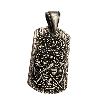 Sigurd and Fafnir Aegishjalmur bronze pendant Silver plating Only pendant 