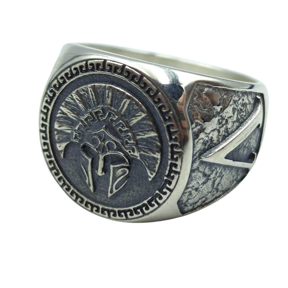 Spartan warrior helmet ring 6 US Silver 925