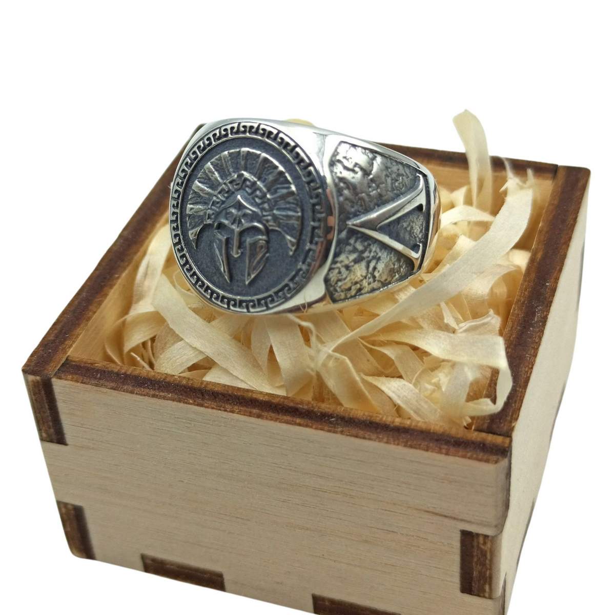 Spartan warrior helmet ring