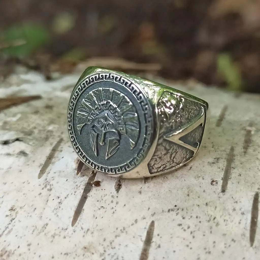 Spartan warrior helmet ring