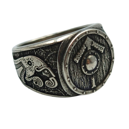 Tiwaz Rune Raven Ring