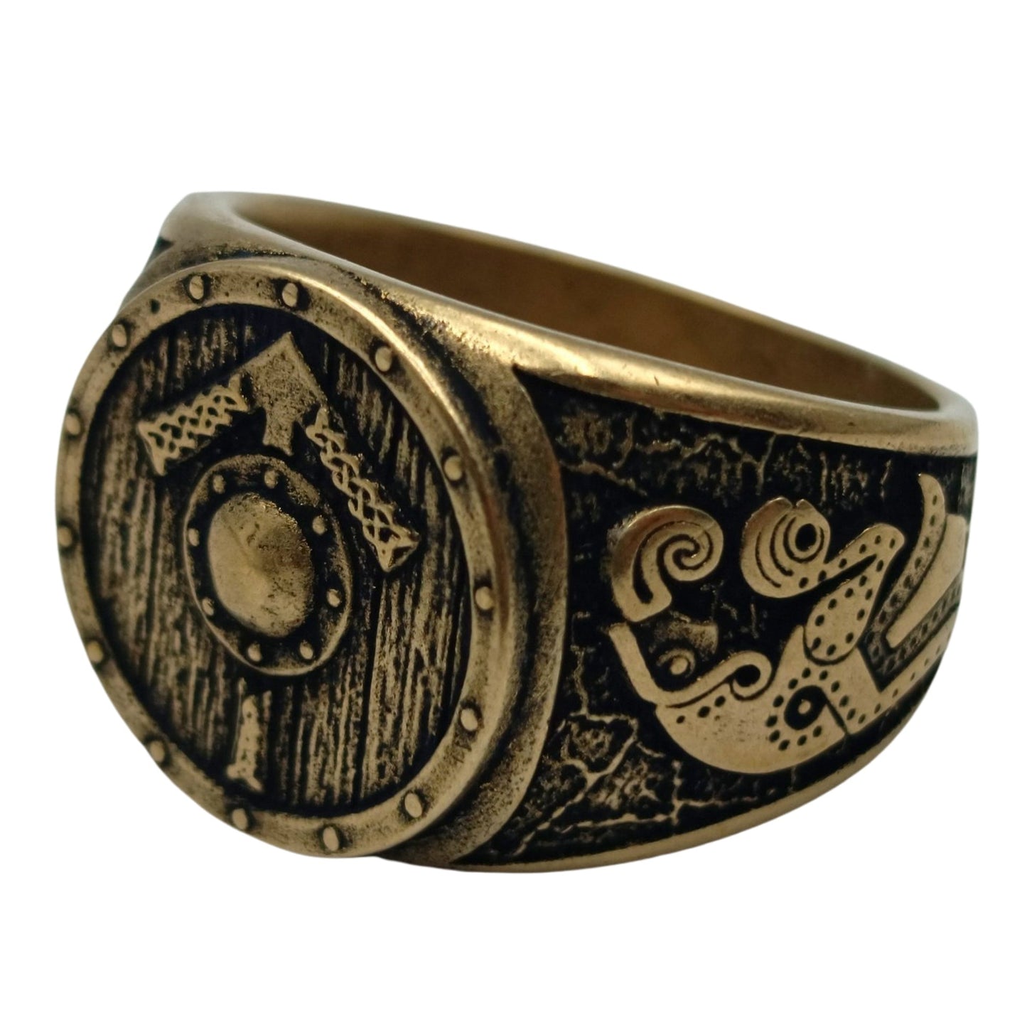 Tiwaz Rune Raven Ring 6 US Bronze