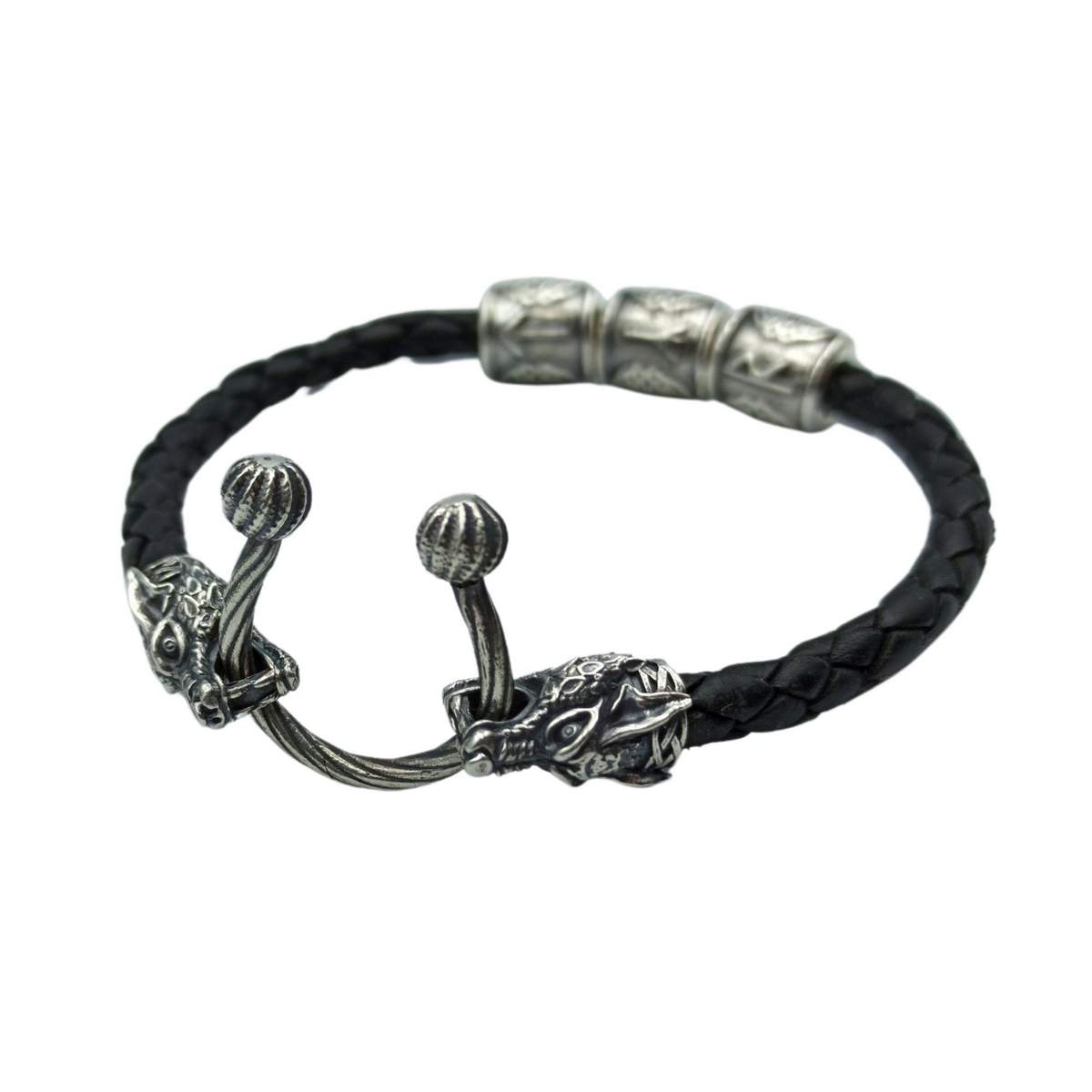 Tyr wolf leather bracelet
