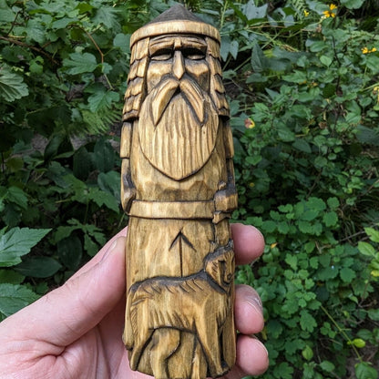 Tyr God wood carved figurine   