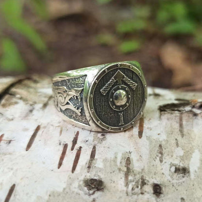 Tiwaz rune shield ring