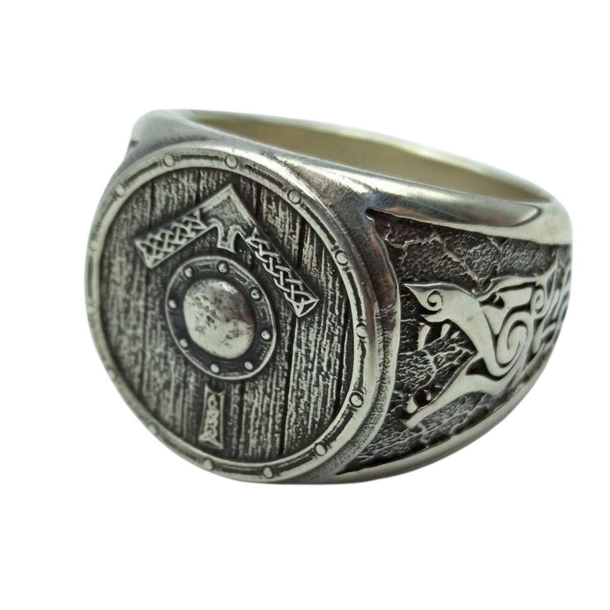 Tiwaz rune shield ring 6 US Silver 925