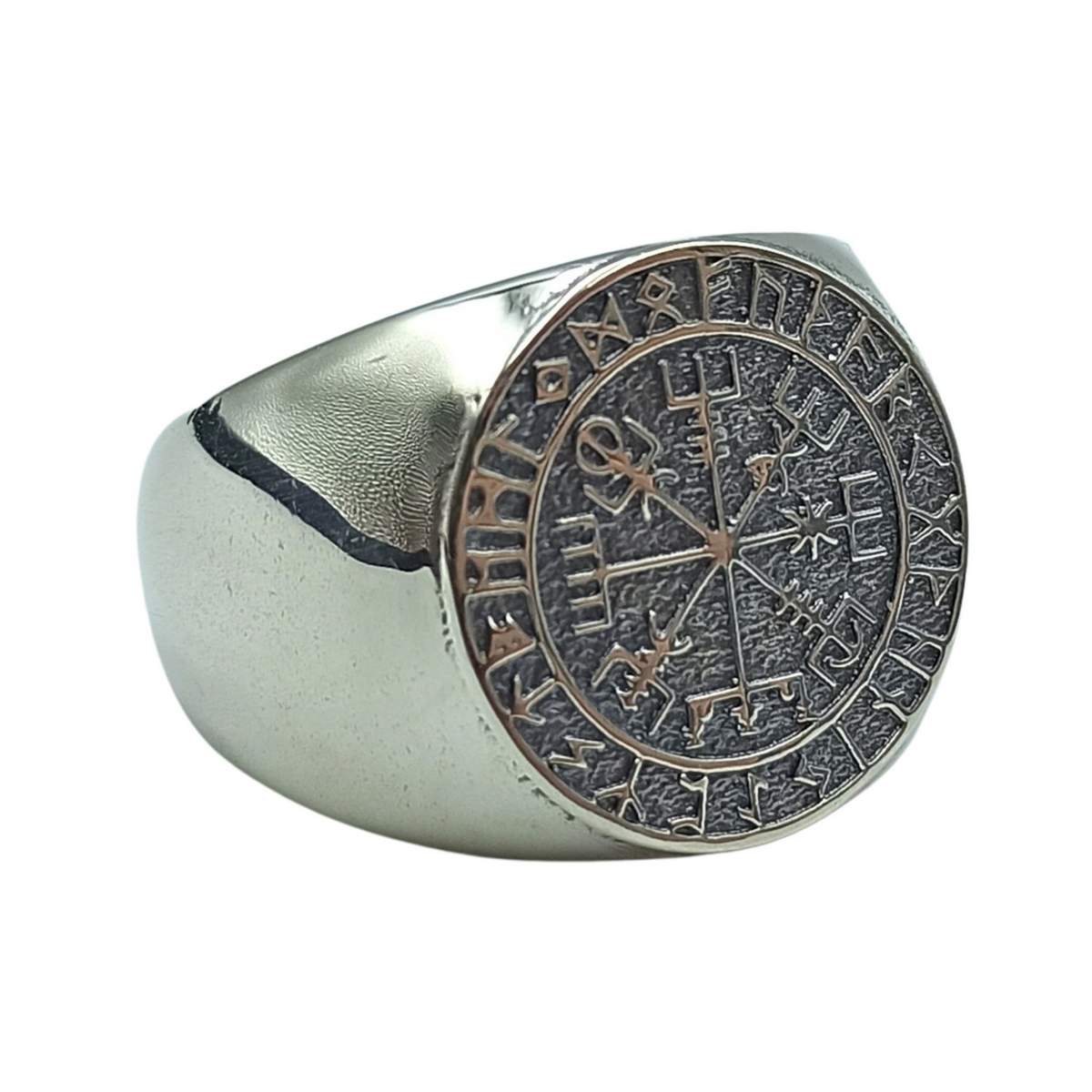 Vegvisir in Elder Futhark circle ring