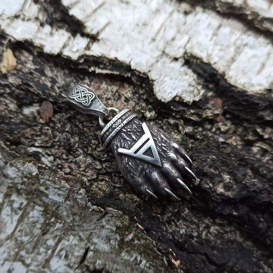 Slavic Veles Bear paw pendant