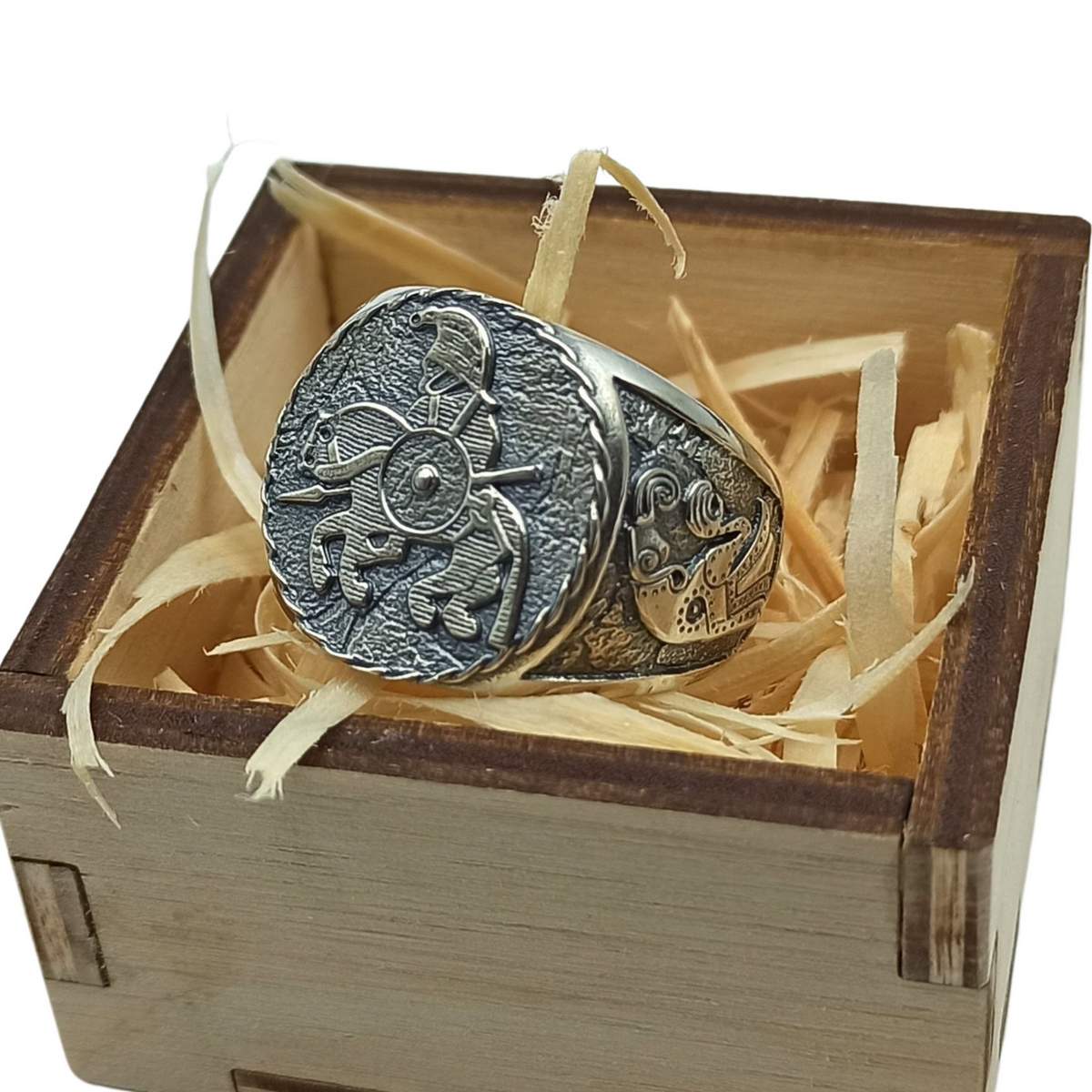 Horseman from Vendel plates signet ring