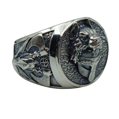 Viking warrior wolf ring