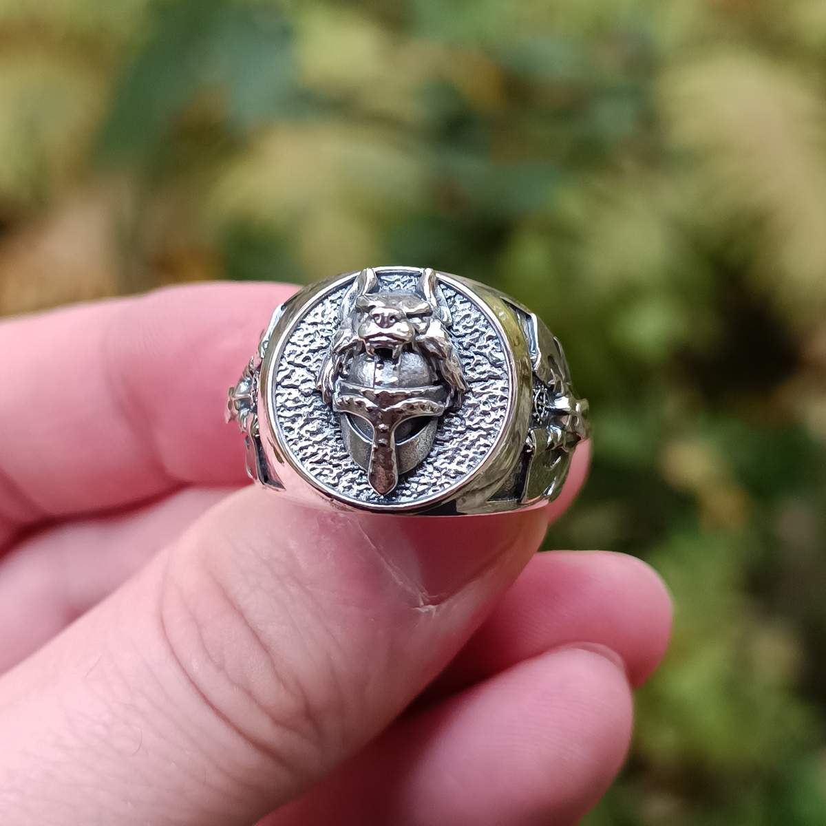 Viking warrior wolf ring