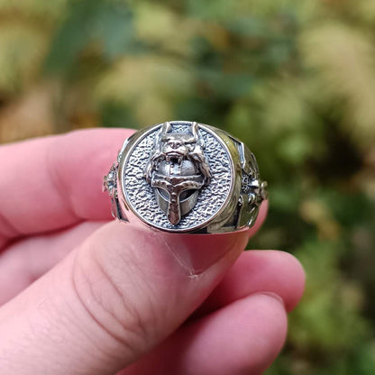 Viking warrior wolf ring