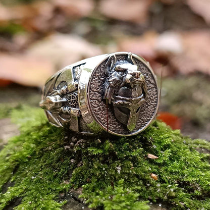 Viking warrior wolf ring