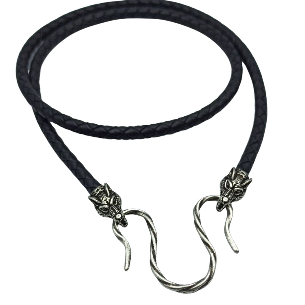 Wolf Geri and Freki leather necklace 45 cm | 17 inch 5 mm | 1/5 inch Silver plating