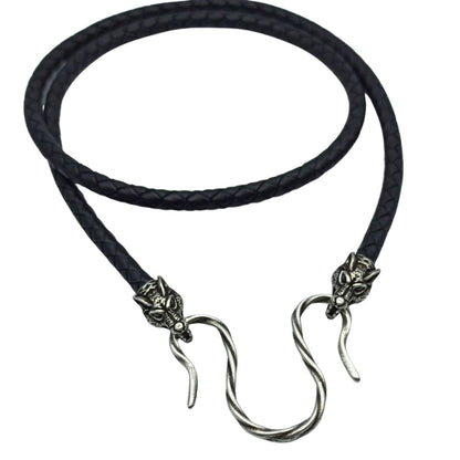 Wolf Geri and Freki leather necklace 45 cm | 17 inch 5 mm | 1/5 inch Silver plating