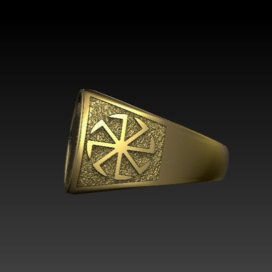 Slavic wolf Sun wheel ring