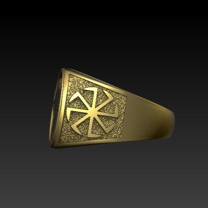 Slavic wolf Sun wheel ring