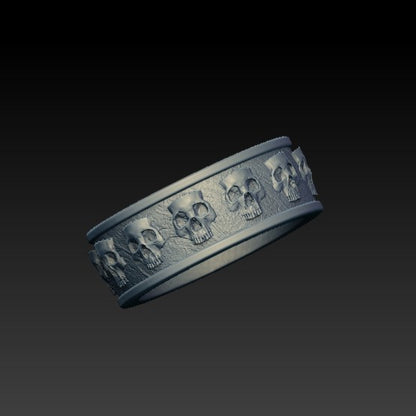Skull band ring 6 US Silver 925