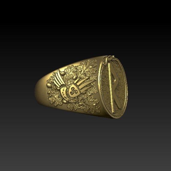 Raido rune signet ring
