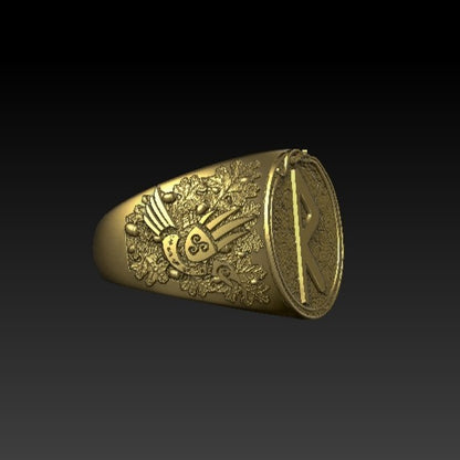 Raido rune signet ring