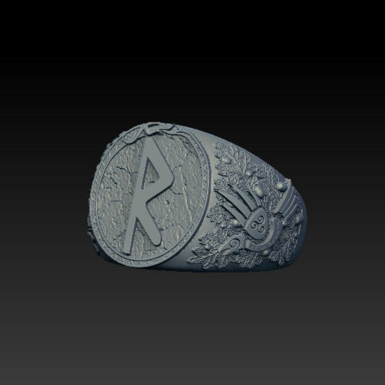 Raido rune signet ring 6 US Silver 925
