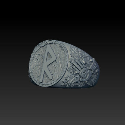 Raido rune signet ring 6 US Silver 925