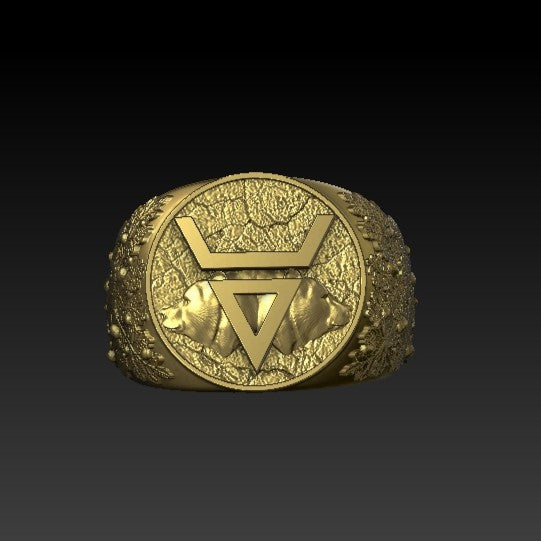 Veles Slavic ring 6 US Gold Plated bronze