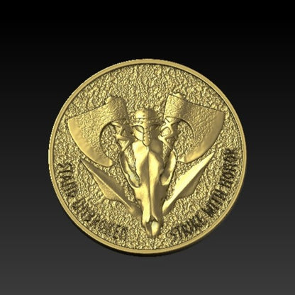 Wolf skull custom coin Gold plating