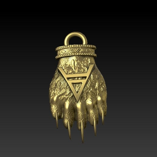 Slavic Veles Bear paw pendant Gold plating