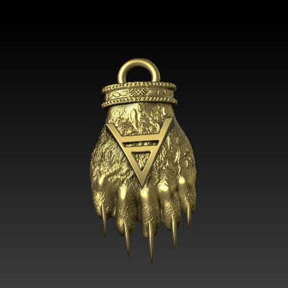 Slavic Veles Bear paw pendant Gold plating