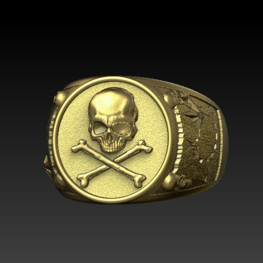 Pirate skull signet ring 6 US Gold plating