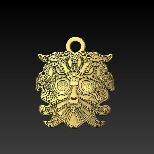 Loki mask pendant Gold plating