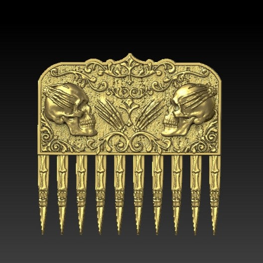 Skull beard comb Gold plating