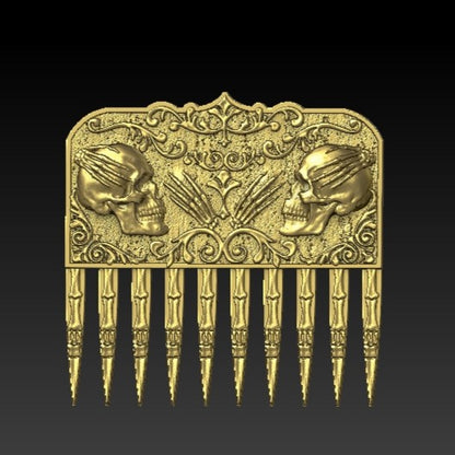Skull beard comb Gold plating
