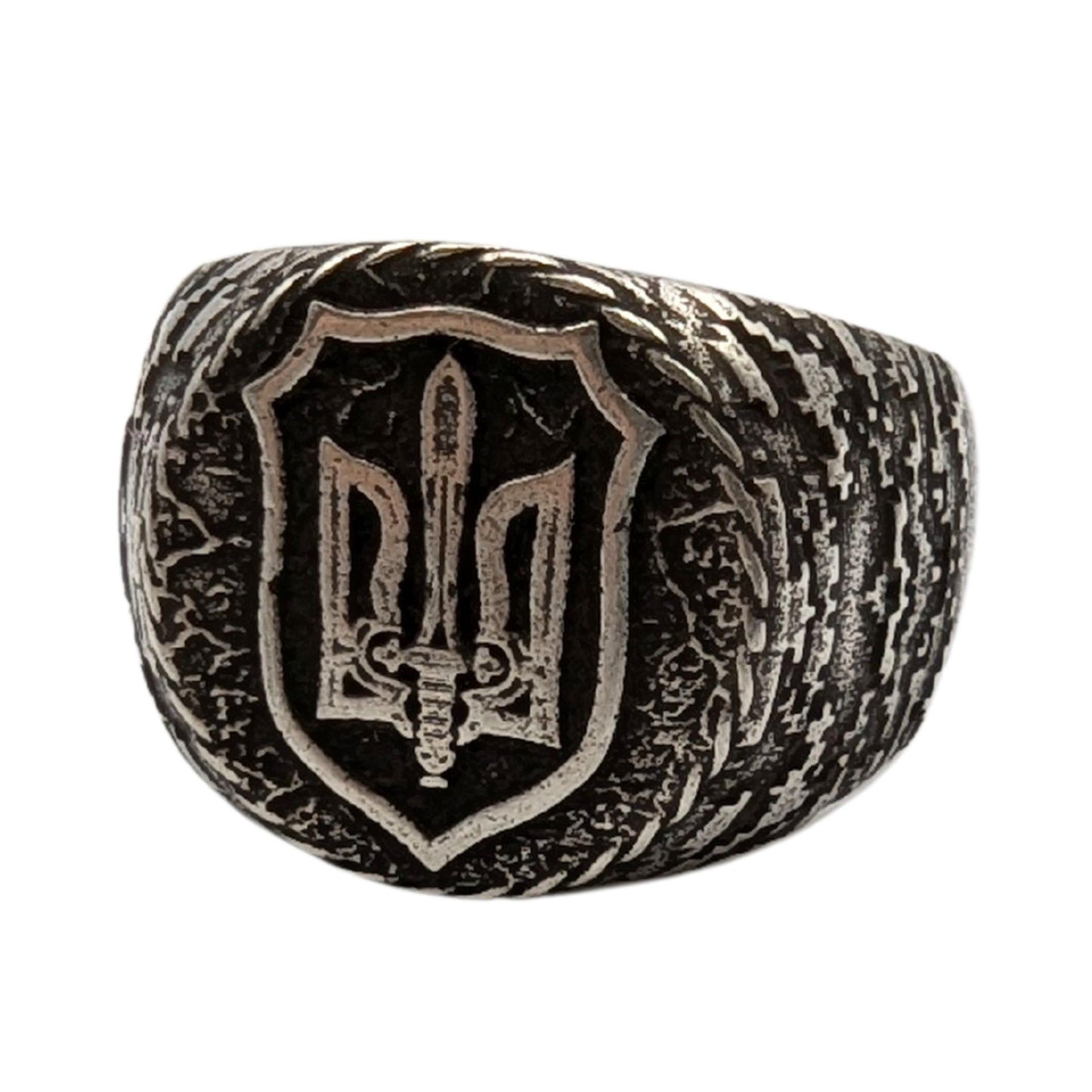Ukraine coat of arms signet ring 6 US Silver plating
