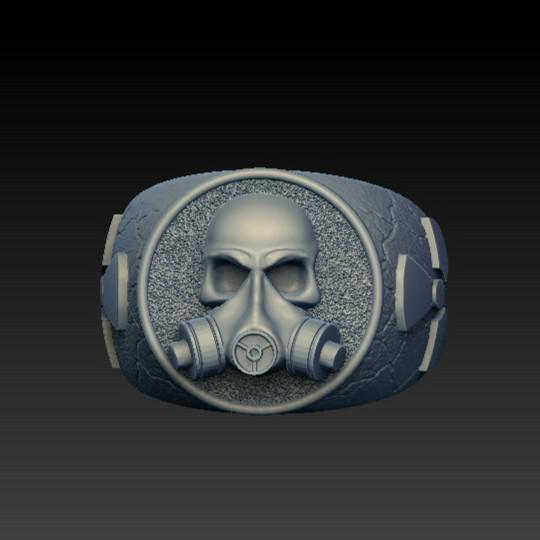 Gas Mask ring 6 US Silver 925