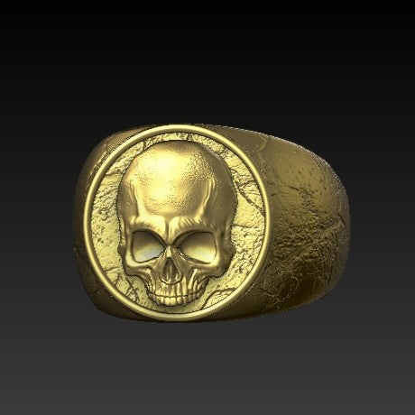 Human skull signet ring 6 US Gold plating