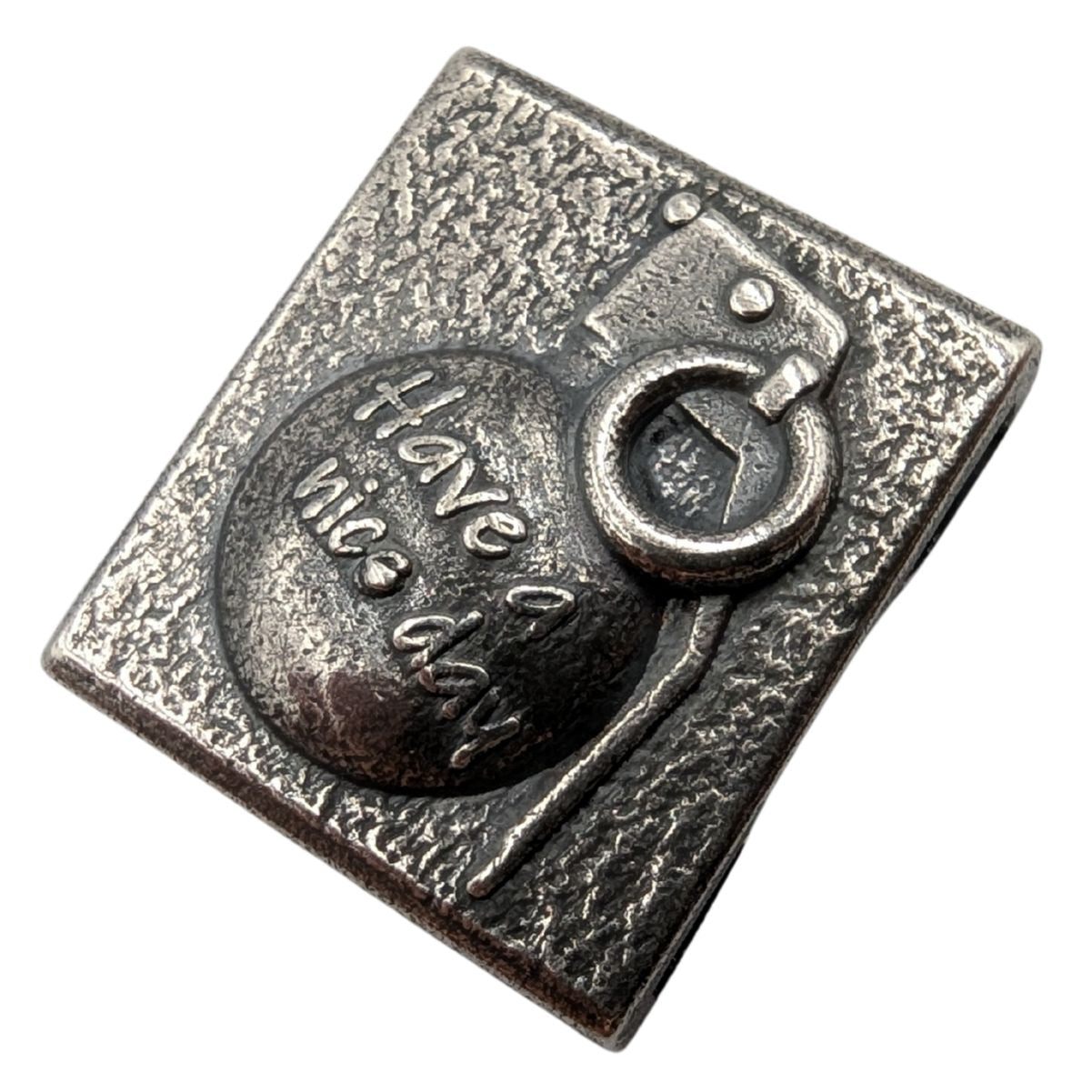 Tactical MOLLE Clip Have a Nice Day Grenade – Handcrafted Bronze EDC Accessory Silver plated