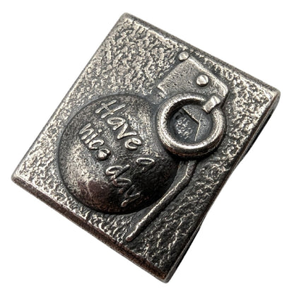 Tactical MOLLE Clip Have a Nice Day Grenade – Handcrafted Bronze EDC Accessory Silver plated