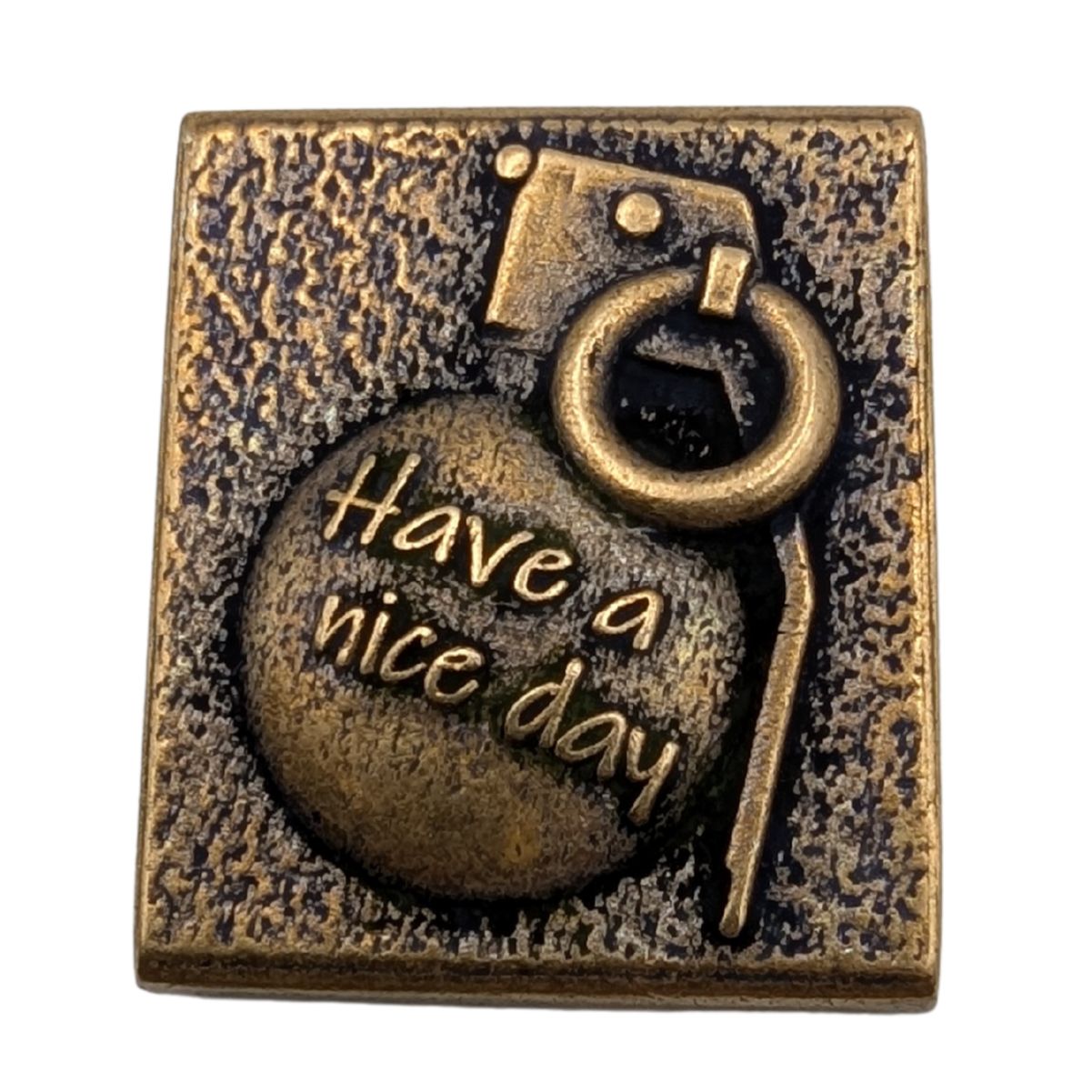Tactical MOLLE Clip Have a Nice Day Grenade – Handcrafted Bronze EDC Accessory