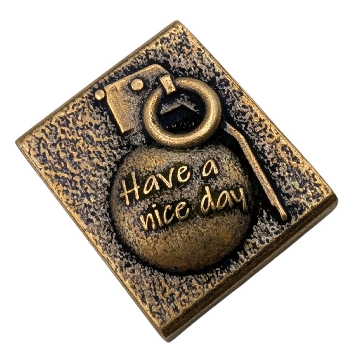 Tactical MOLLE Clip Have a Nice Day Grenade – Handcrafted Bronze EDC Accessory