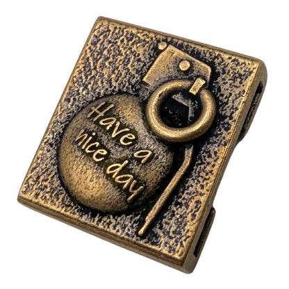 Tactical MOLLE Clip Have a Nice Day Grenade – Handcrafted Bronze EDC Accessory Bronze with patina