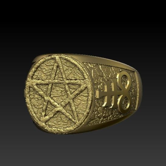 Satanic pentagram ring 6 US Gold plating