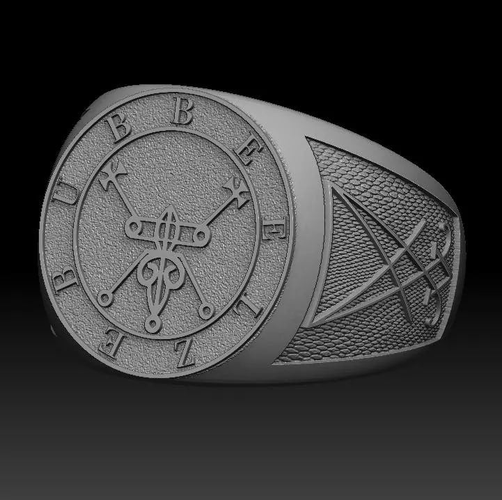 Beelzebub sigil ring 6 US Silver plating
