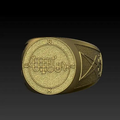 Bune sigil ring 6 US Gold plating
