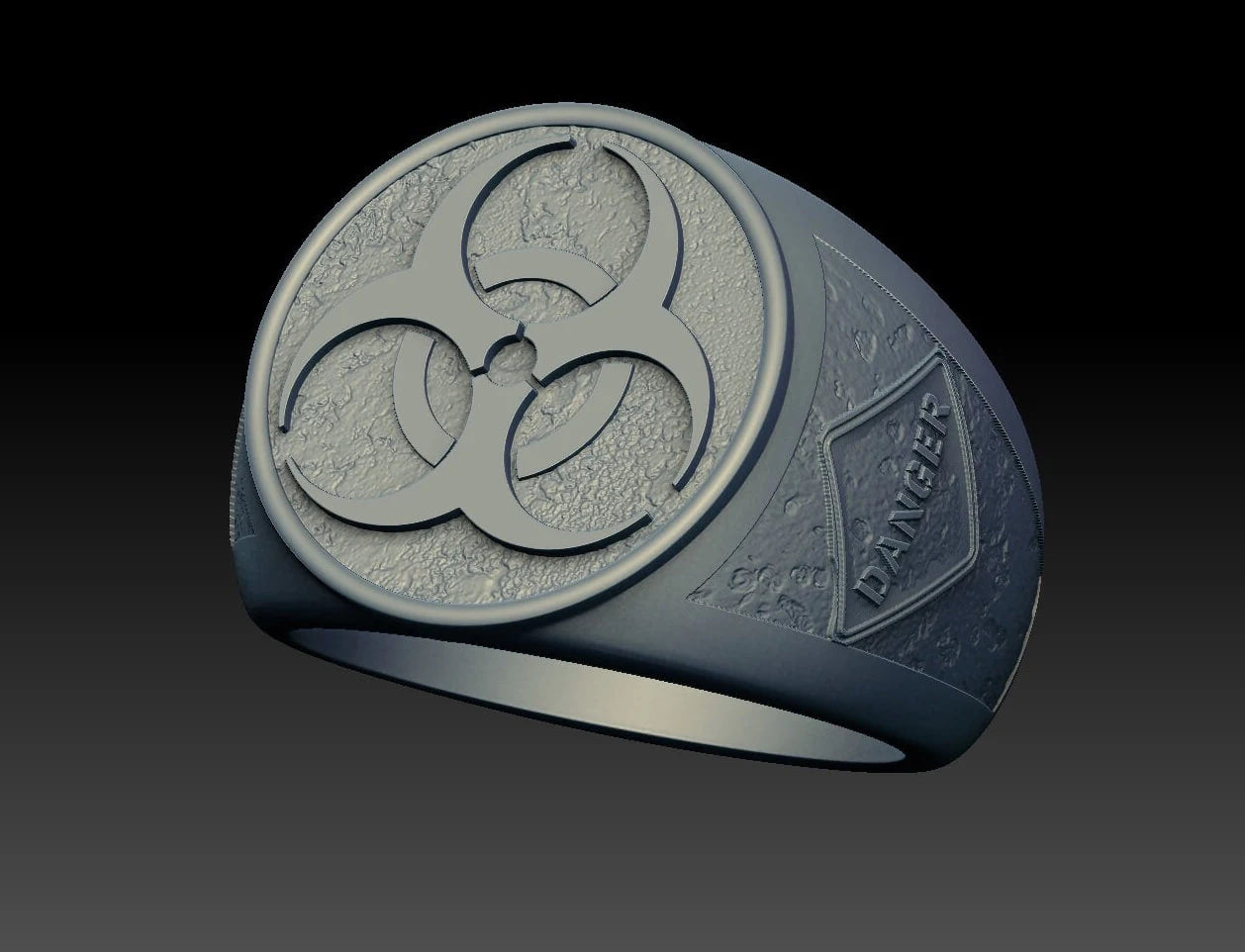 Biohazard ring 6 US Silver 925