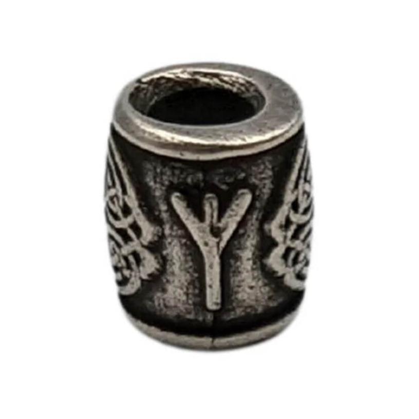 Algiz rune bronze bead Silver plating  