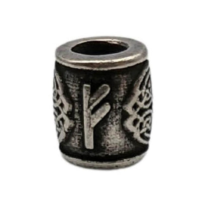 Fehu rune bronze bead Silver plating  