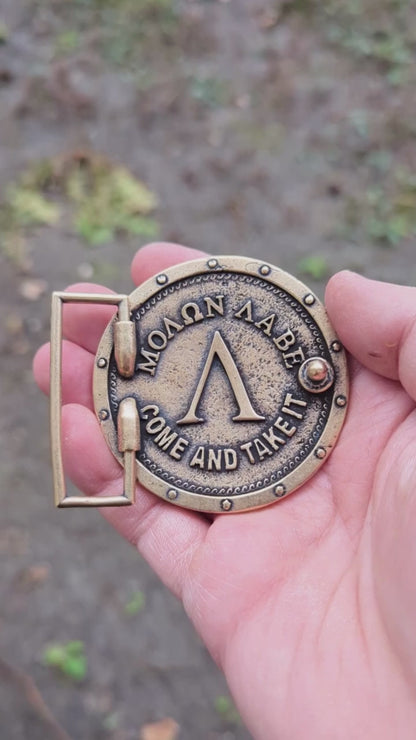 Spartan warrior helmet belt buckle